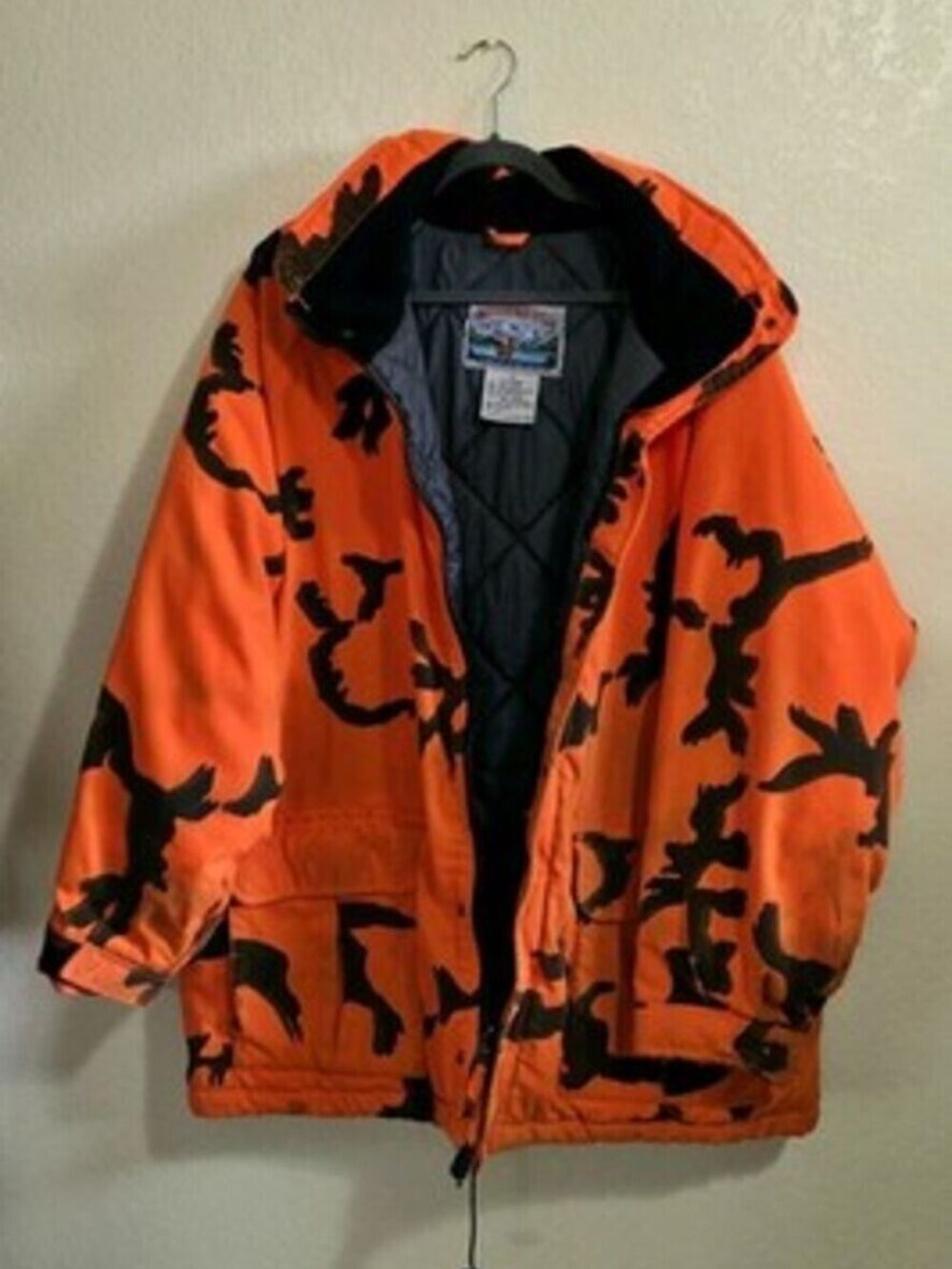 Field & Stream Hooded Blaze Orange Camo Hunting Coat Jacket Mens Size XL, Deer